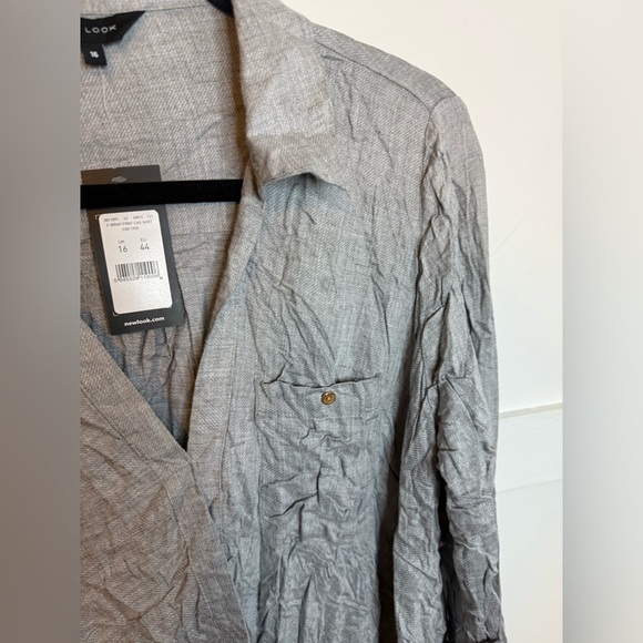 Nwt New Look Gray Wrap Front Blouse - Picture 4 of 5
